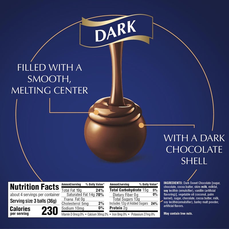 Lindt LINDOR Dark Chocolate Truffles, 5.1 oz. Bag (6 Pack) - Image 2